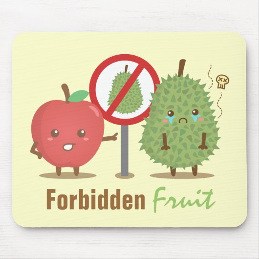 Funny Cartoon, Verboden fruit, Apple en Durian Muismat (Voorkant)