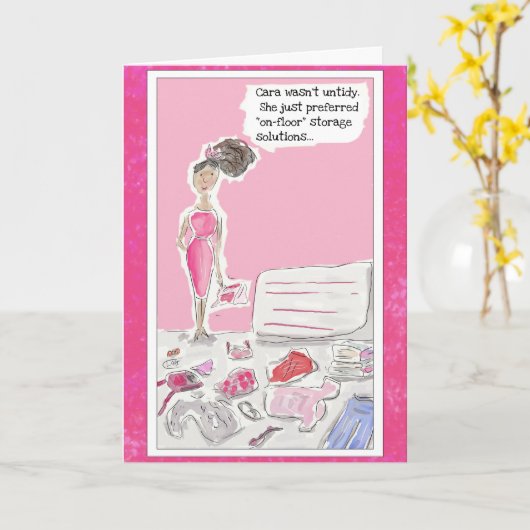 Funny Cartoon Wenskaart voor vrouwen Kaart (Gele Bloem)