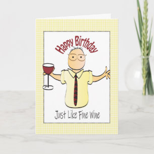 Funny Cartoon Wine Birthday Card voor mannen  Kaart
