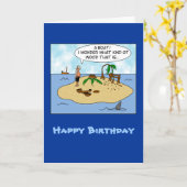 Funny Cartoon Woodturner op Deserted Island Kaart (Gele Bloem)