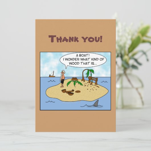 Funny Cartoon Woodturner op Ontworpen eiland Bedankkaart (Staand voorkant)