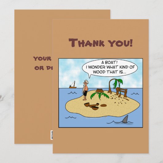 Funny Cartoon Woodturner op Ontworpen eiland Bedankkaart (Voorkant / Achterkant)