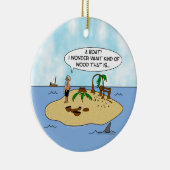 Funny Cartoon Woodturner op Ontworpen eiland Keramisch Ornament (Rechts)