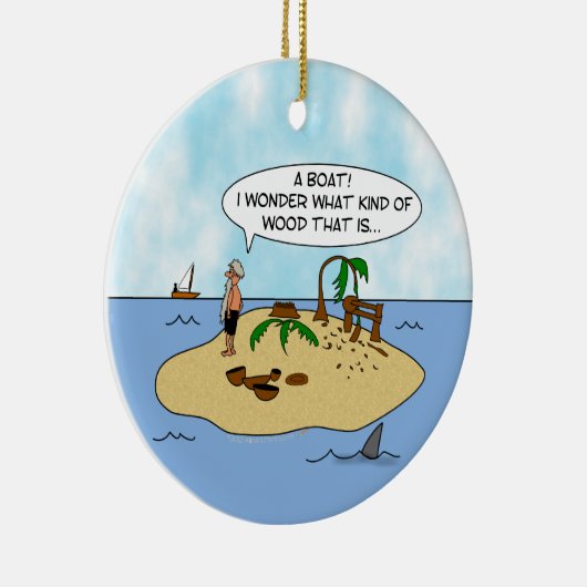 Funny Cartoon Woodturner op Ontworpen eiland Keramisch Ornament (Rechts)