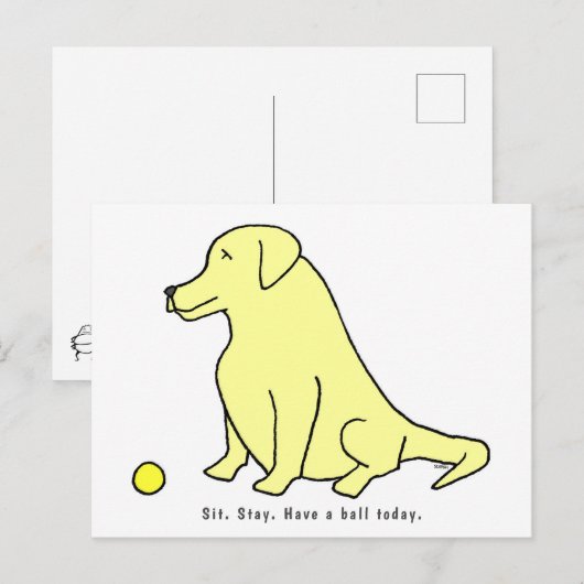 Funny Cartoon Yellow Lab voor een Hondenliefhebber Briefkaart (Voorkant / Achterkant)