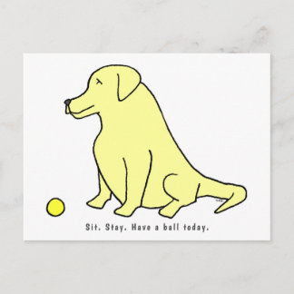 Funny Cartoon Yellow Lab voor een Hondenliefhebber Briefkaart