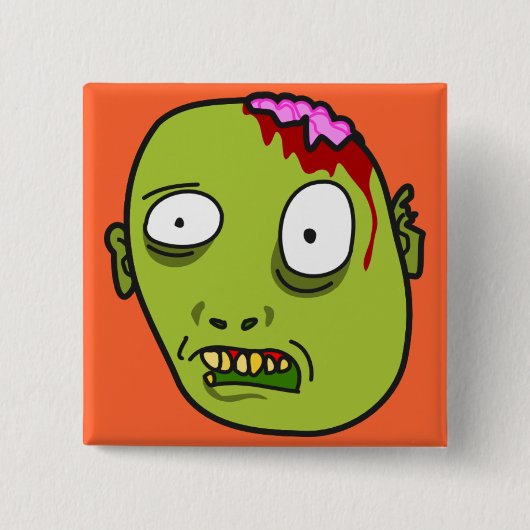 Funny Cartoon Zombie Face Vierkante Button 5,1 Cm (Voorkant)