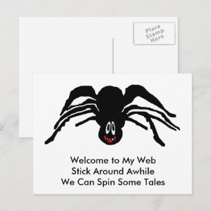 Funny Cartoon Zwart Spider Halloween Zwart Weduwe Briefkaart