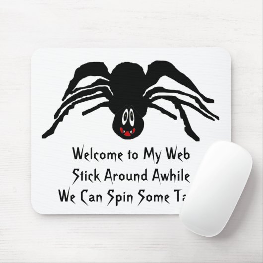 Funny Cartoon Zwart Spider Halloween Zwart Weduwe Muismat (Met muis)