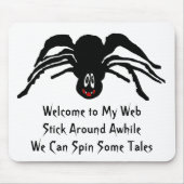 Funny Cartoon Zwart Spider Halloween Zwart Weduwe Muismat (Voorkant)