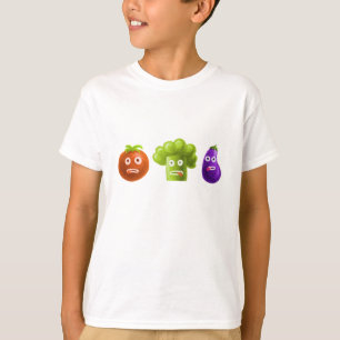 Funny Cartoons Vegetables Broccoli Tomato Eggplant T-shirt
