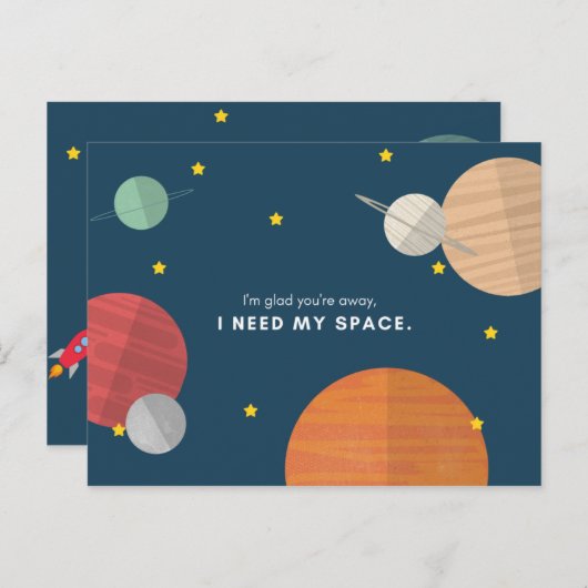 Funny Cartoony Illustrated Planets Briefkaart (Voorkant / Achterkant)