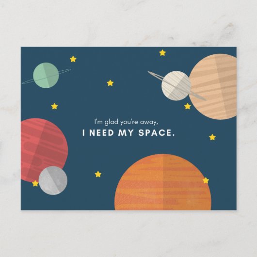 Funny Cartoony Illustrated Planets Briefkaart (Voorkant)