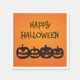 Funny Carved Halloween Pumpkin Quartet Servet