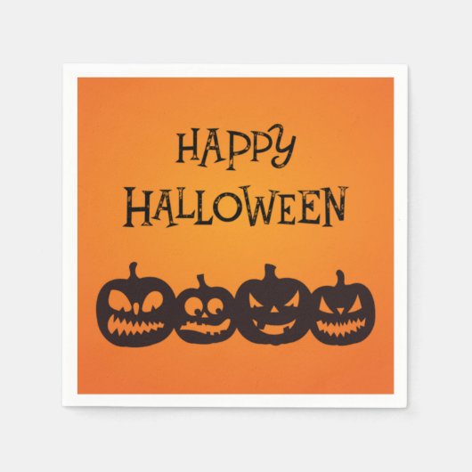 Funny Carved Halloween Pumpkin Quartet Servet (Voorkant)