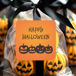 Funny Carved Halloween Pumpkin Quartet Vierkante Sticker