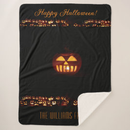 Funny Carved Pumpkins Jack O'Lantern Halloween Sherpa Deken