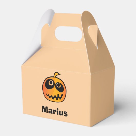 Funny Carved Sinaasappel Halloween Pumpkin Naam Bedankdoosjes (Voorkant Zijde)