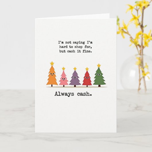 Funny Cash Gift Christmas Card Money Quote Trees Kaart (Gele Bloem)