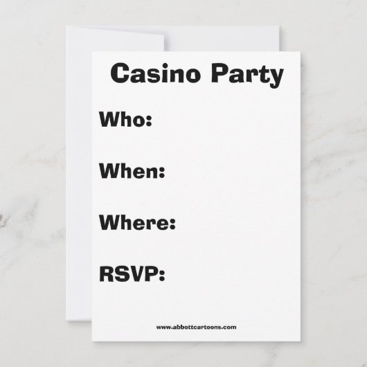 Funny Casino Night Party uitnodigingen (Achterkant)