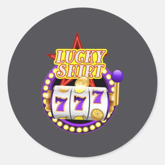 Funny Casino Slot Machine Jackt Lucky  Ronde Sticker (Voorkant)