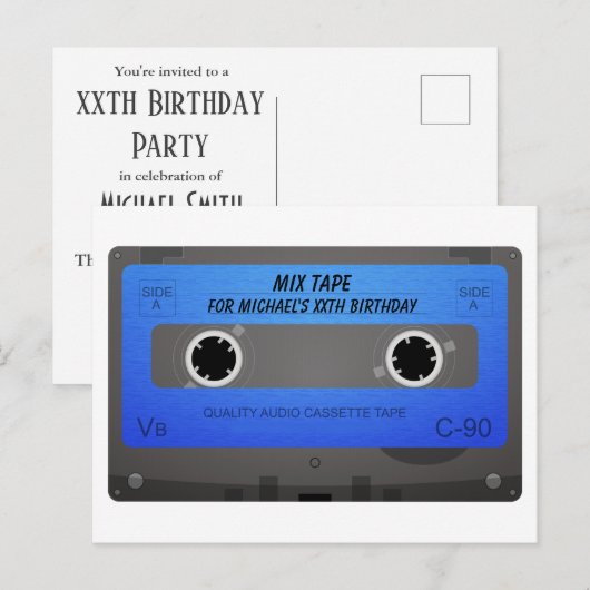 Funny Cassettebandje Birthday Uitnodiging Briefkaart (Voorkant / Achterkant)