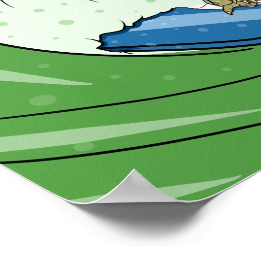 Funny Cassowary Surfing Poster (Hoek)