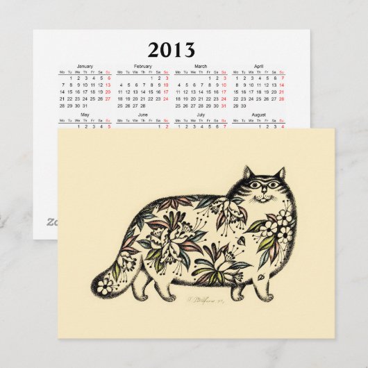 Funny Cat 2013 Calendar Briefkaart (Voorkant / Achterkant)