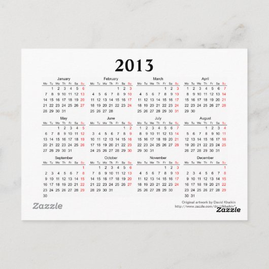 Funny Cat 2013 Calendar Briefkaart (Achterkant)