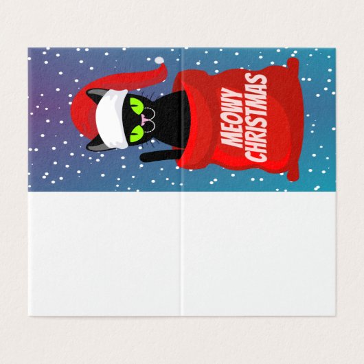 Funny Cat 25-pak kerstkaarten Kaart (Buitenkant ongevouwen)