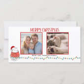 Funny Cat 2 Photo Meowy Christmas Custom  Feestdagenkaart (Voorkant)