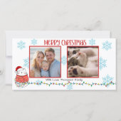 Funny Cat 2 Photo Meowy Christmas Custom  Feestdagenkaart (Voorkant)