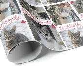 Funny Cat 4 Foto MEOWY CHRISTMAS gepersonaliseerd Cadeaupapier (Rol Hoek)