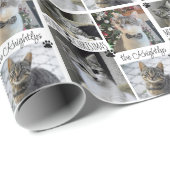 Funny Cat 4 Foto MEOWY CHRISTMAS gepersonaliseerd Cadeaupapier (Rol Hoek)