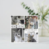 Funny Cat 4 Photo Paw Prins MEOWY CHRISTMAS Kaart (Staand voorkant)