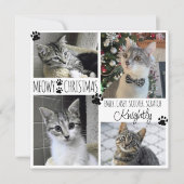 Funny Cat 4 Photo Paw Prins MEOWY CHRISTMAS Kaart (Voorkant)