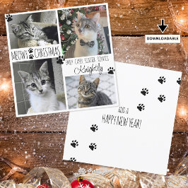 Funny Cat 4 Photo Paw Prins MEOWY CHRISTMAS Kaart