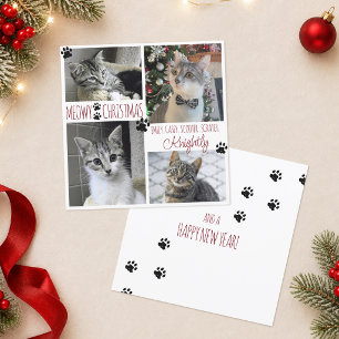 Funny Cat 4 Photo Paw Prins MEOWY CHRISTMAS Kaart