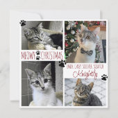 Funny Cat 4 Photo Paw Prins MEOWY CHRISTMAS Kaart (Voorkant)