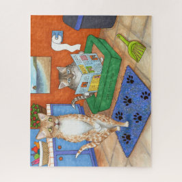 Funny Cat 538 Bathroom art Legpuzzel