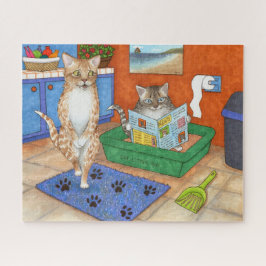 Funny Cat 538 Bathroom art Legpuzzel