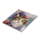 Funny Cat 631 Winter Snow Tegeltje (Zijkant)