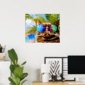Funny Cat 675 Beach Poster (Thuiskantoor)