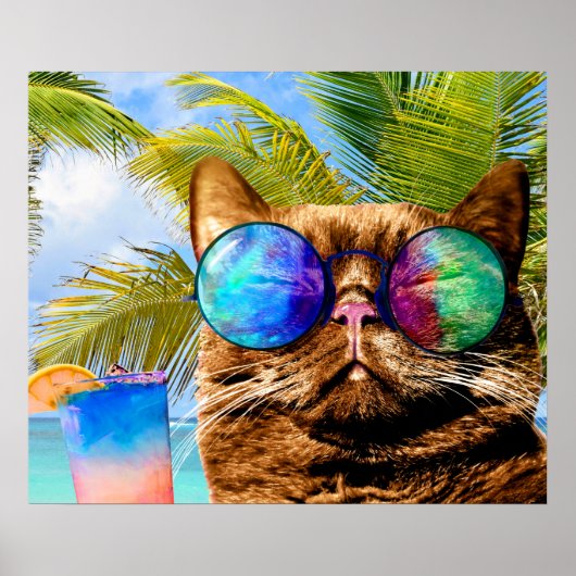 Funny Cat 675 Beach Poster (Voorkant)