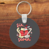 Funny Cat 67 Meme Six Seven Gen Alpha Slang Kids V Sleutelhanger (Voorkant)