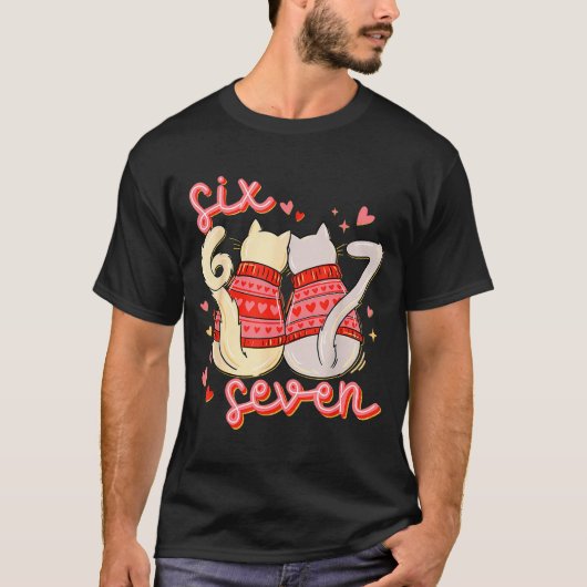 Funny Cat 67 Meme Six Seven Gen Alpha Slang Valent T-shirt (Voorkant)