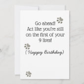 Funny Cat 9 Lives Personalized Birthday Kaart (Achterkant)