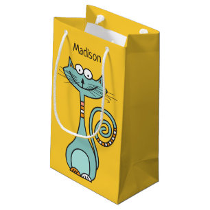 Funny Cat, aangepaste naam en cadeautassen voor kl Klein Cadeauzakje