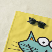 Funny Cat aangepaste naam en kleurenhanddoek Strandlaken (In situ)