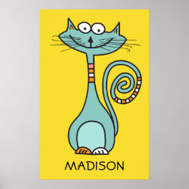 Funny Cat, aangepaste naam en poster in kleur